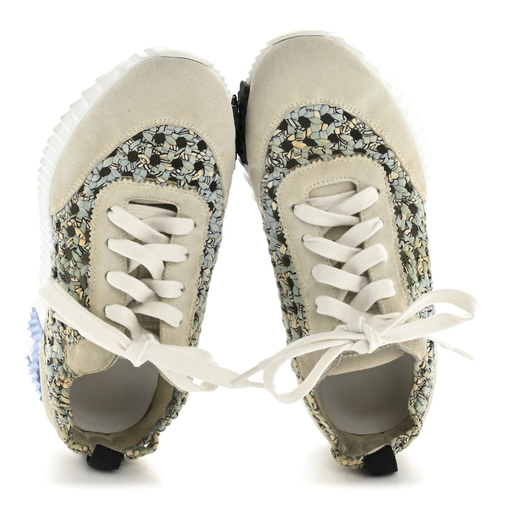 Braided Silk Suede Sneakers 35 Bleu Clair White