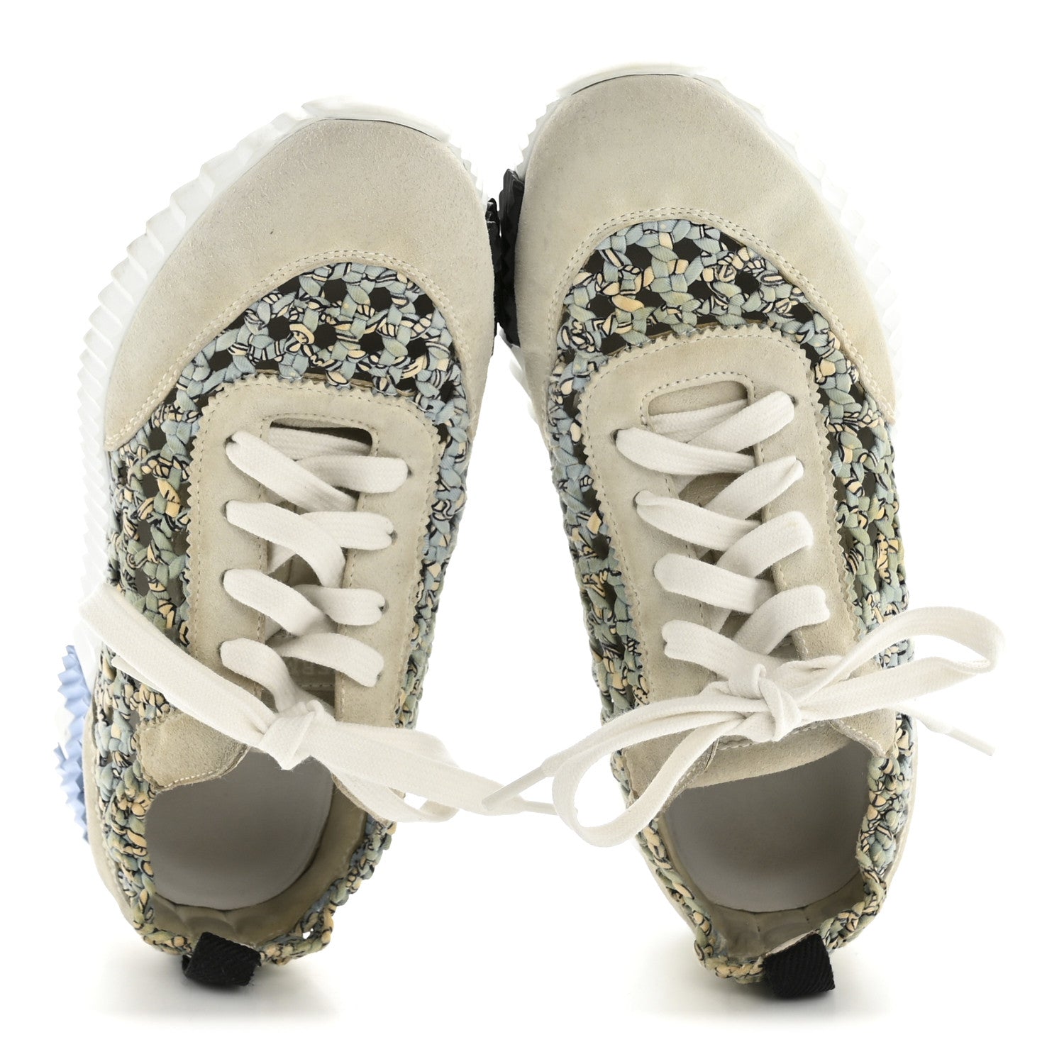 Braided Silk Suede Sneakers 35 Bleu Clair White