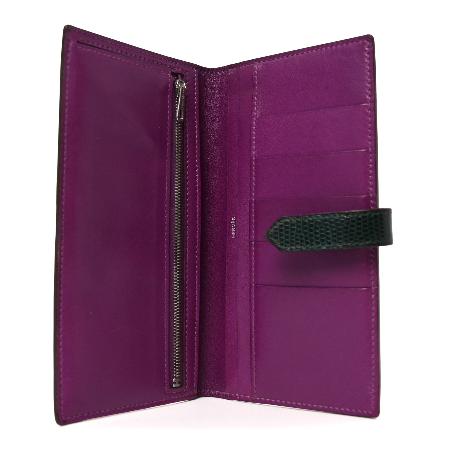 Tadelakt Lizard Bearn Gusset Wallet Anemone Vert