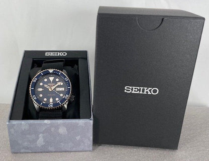 Seiko 5 Sports Automatic Blue Dial Black NATO Strap Watch for Men - SBSA098
