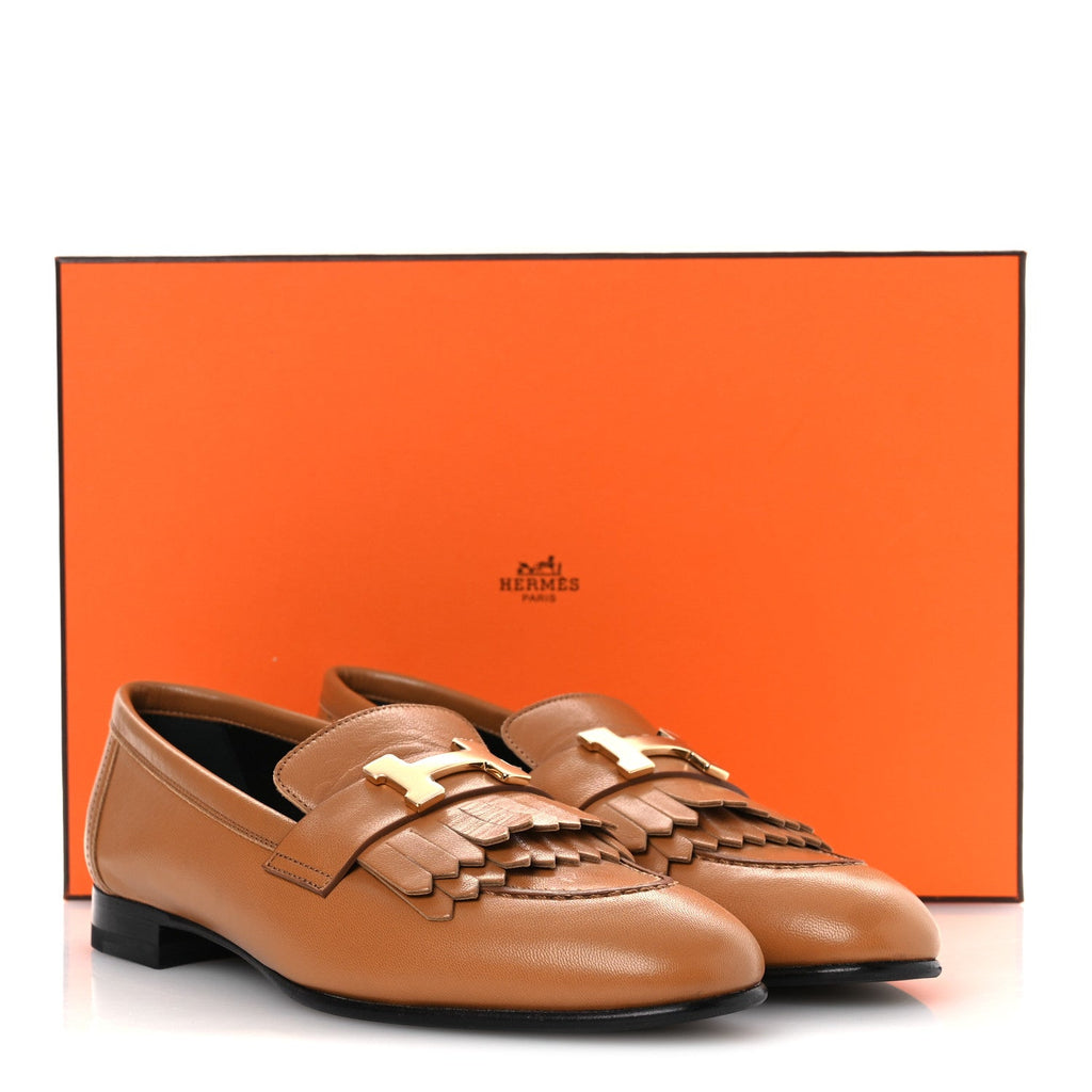 Goatskin Womens Royal Loafers 36 Naturel