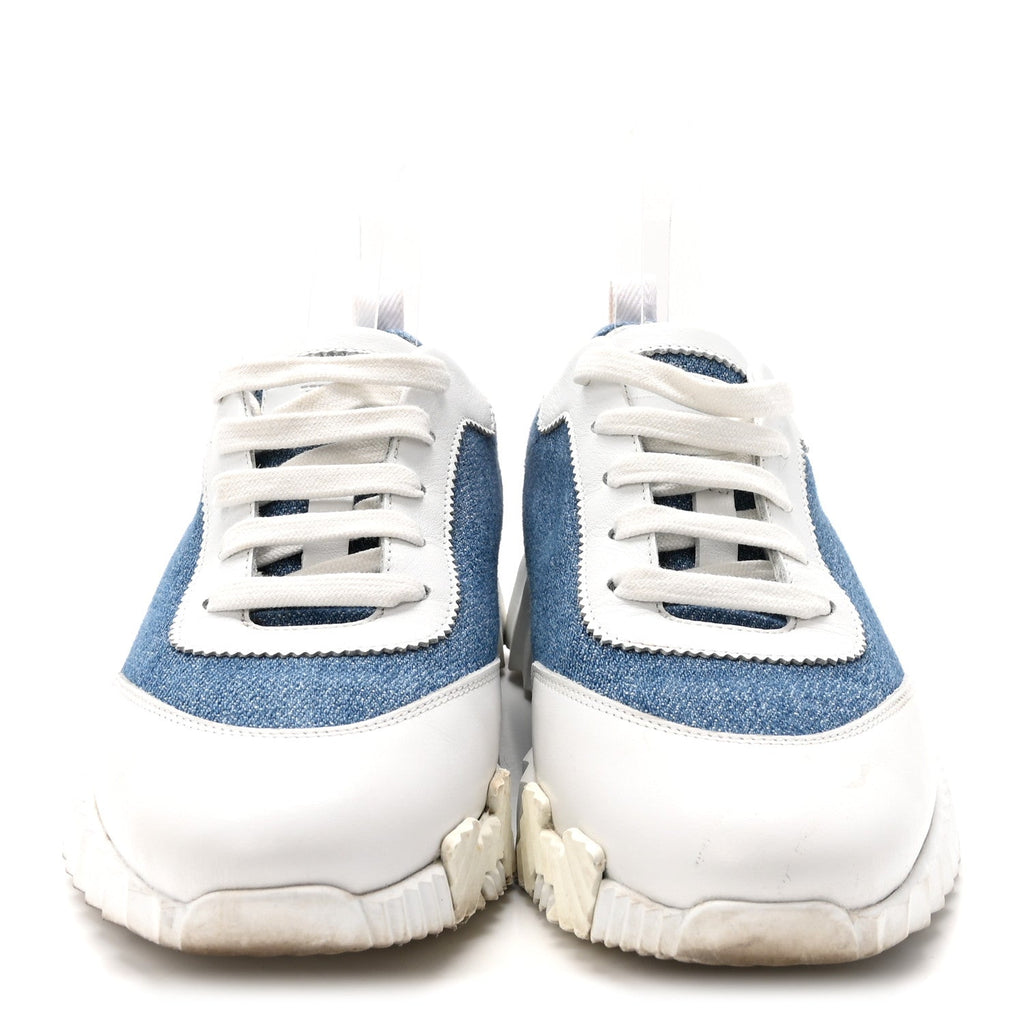 Denim Suede Goatskin Bouncing Sneakers 37 Bleu Clair White