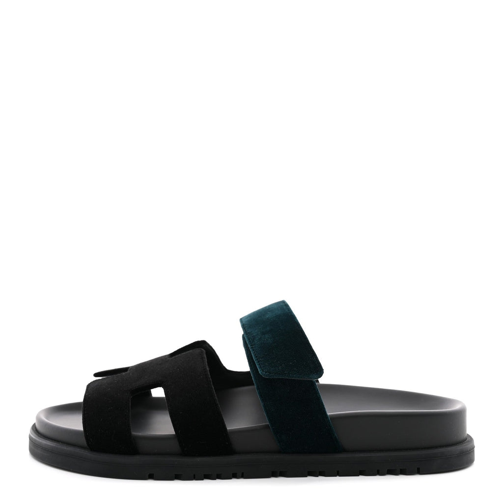 Velvet Womens Chypre Sandals 36 Black Vert Mousse