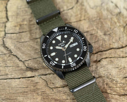 Seiko 5 Sport Automatic Black Dial Green Nylon Strap Watch For Men - SRPD65K4