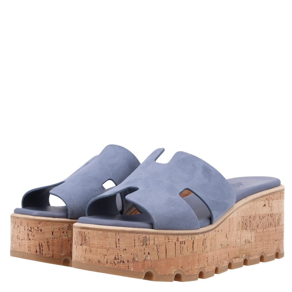 Suede Goatskin Cork Eze 30 Sandals 38 Bleu Grignon