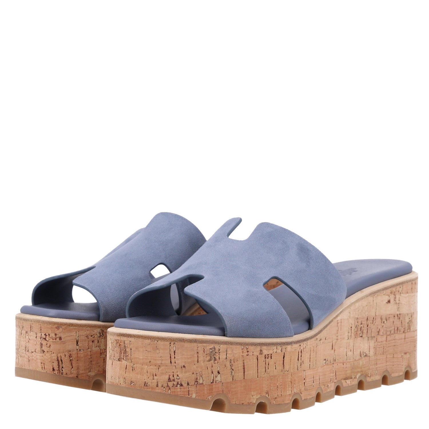 Suede Goatskin Cork Eze 30 Sandals 38 Bleu Grignon