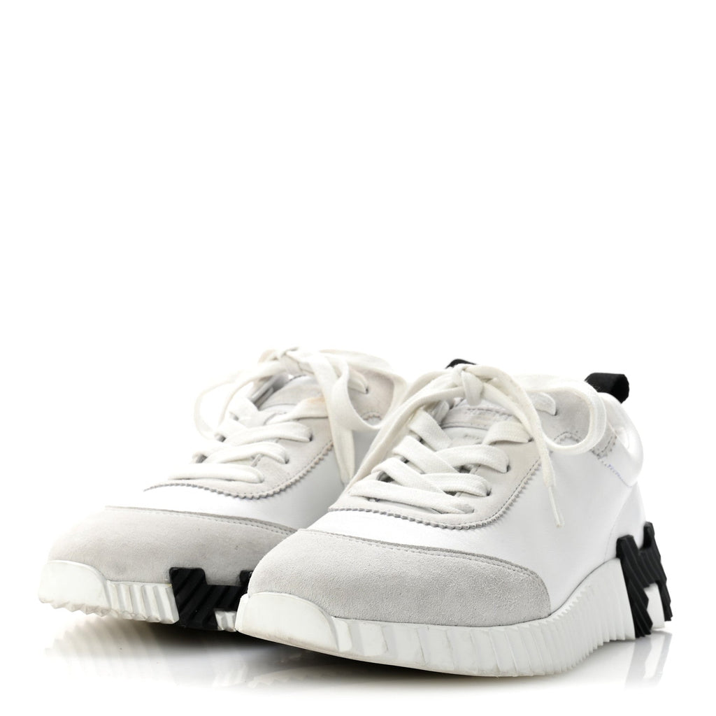 Calfskin Suede Goatskin Bouncing Sneakers 35.5 White Black