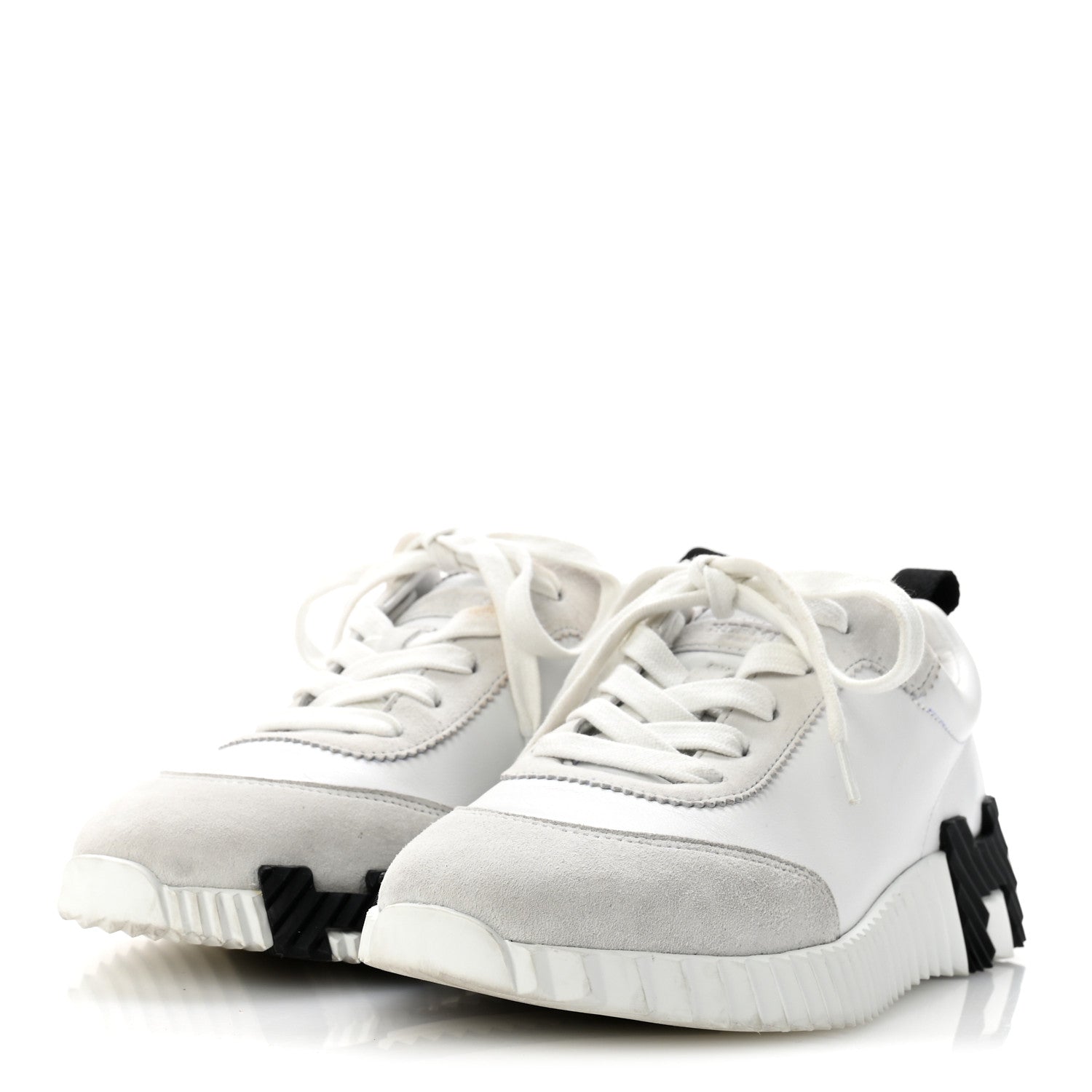 Calfskin Suede Goatskin Bouncing Sneakers 35.5 White Black