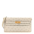 Ostrich Kelly Wallet To Go Gris Perle