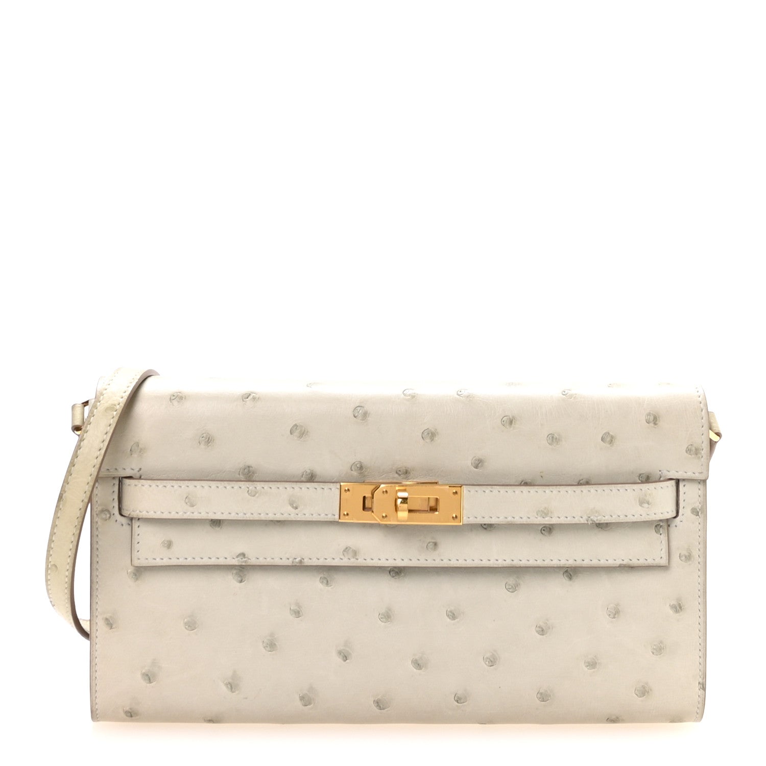 Ostrich Kelly Wallet To Go Gris Perle