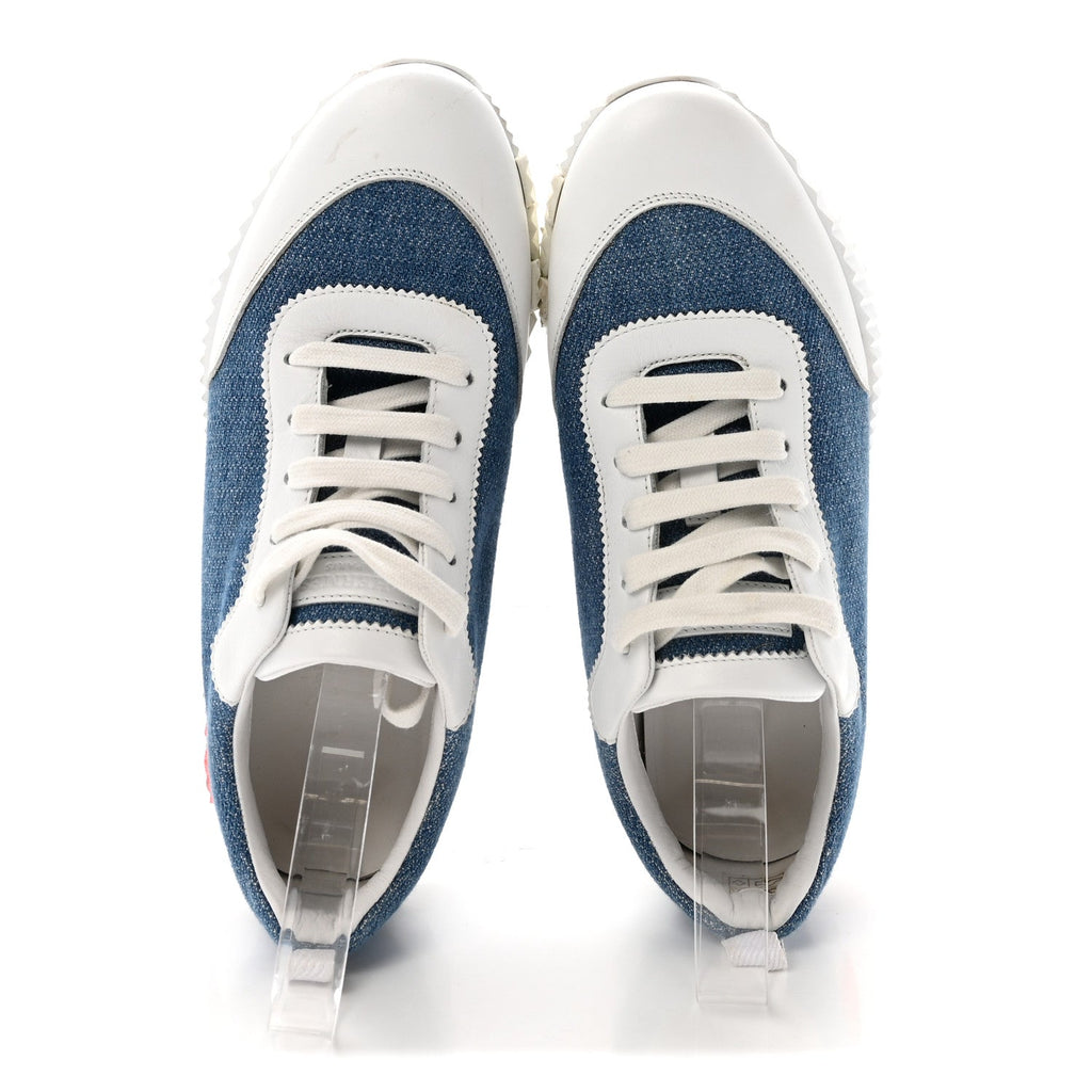 Denim Suede Goatskin Bouncing Sneakers 37 Bleu Clair White