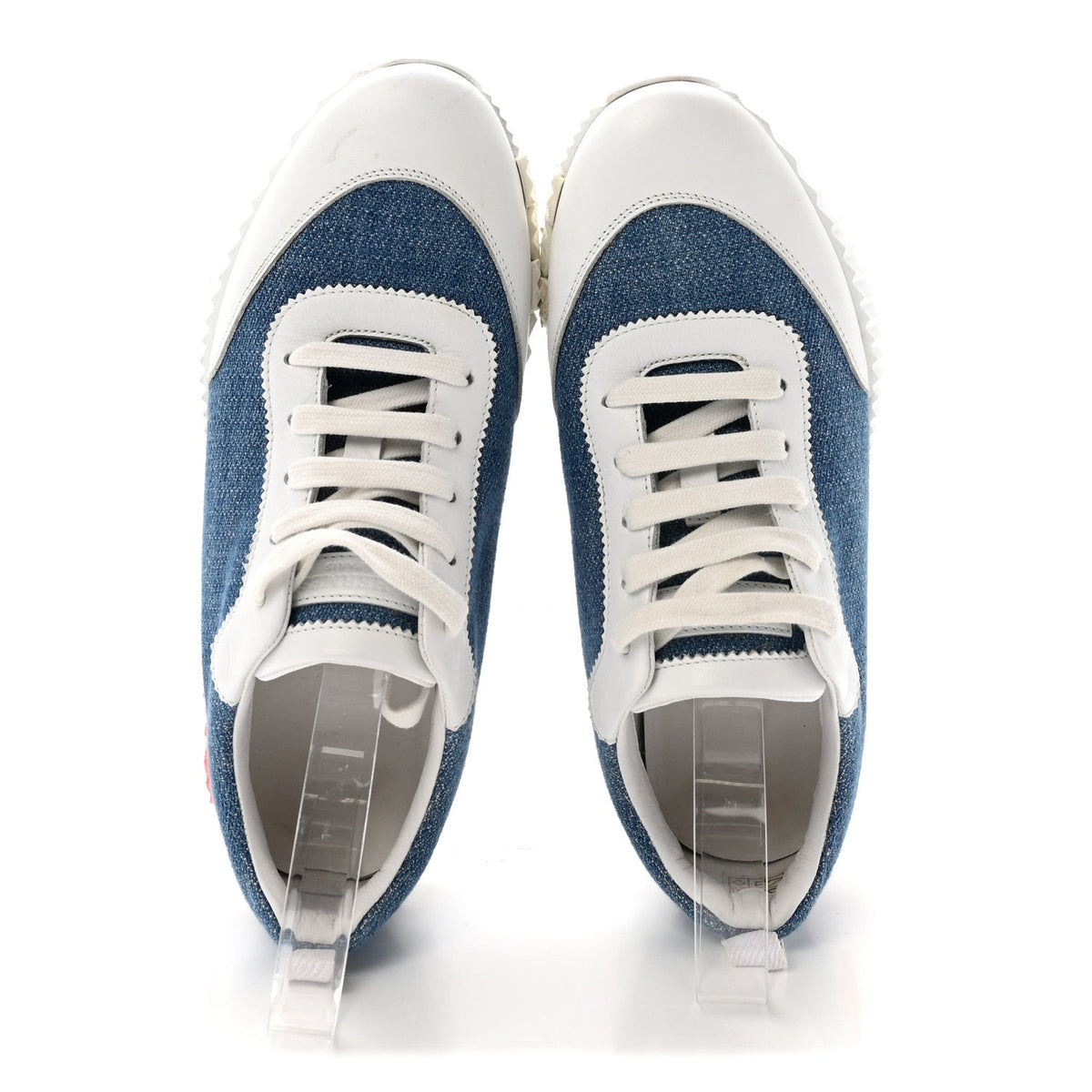 Denim Suede Goatskin Bouncing Sneakers Bleu Clair White