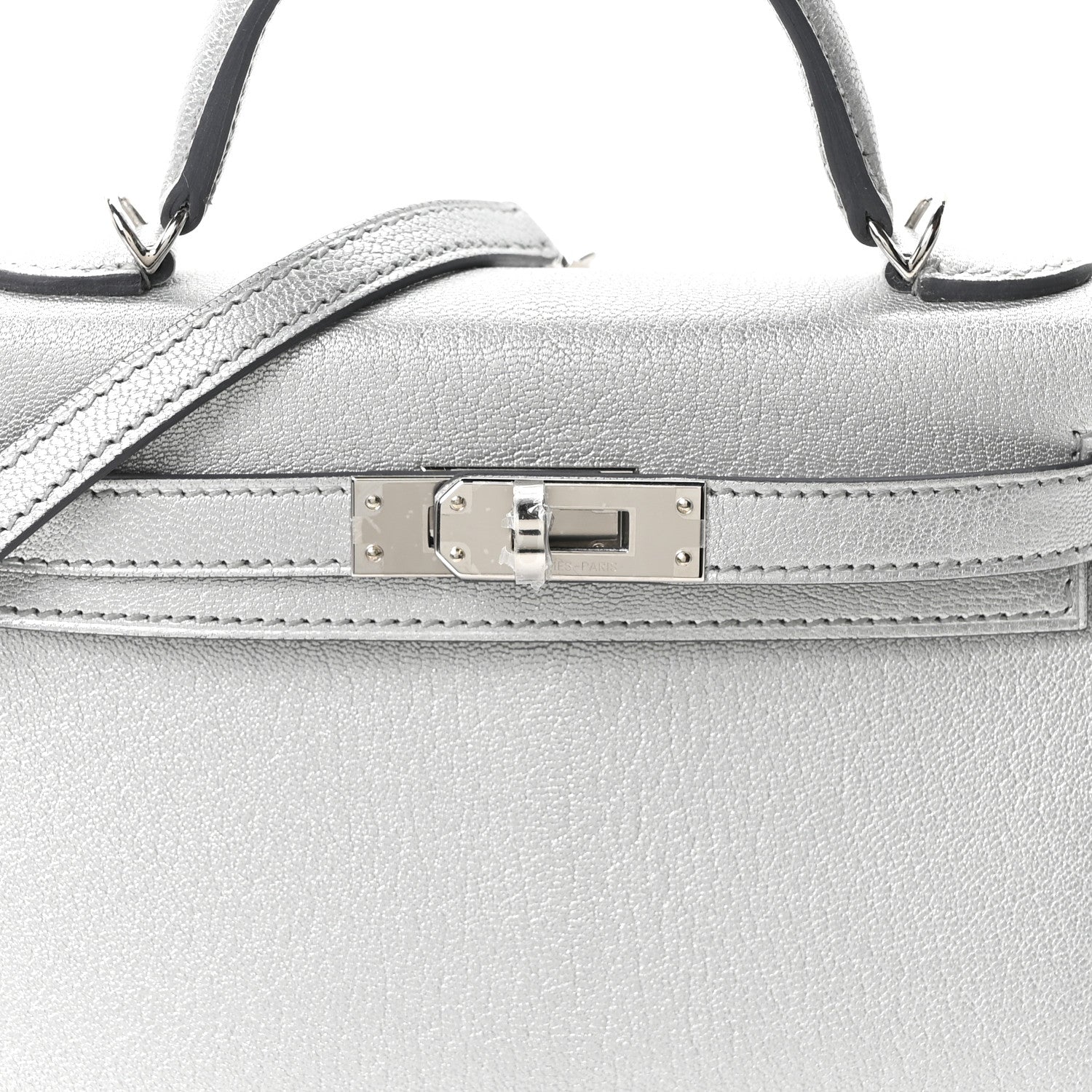 Metallic Chevre Chamkilight Mini Kelly Sellier 20 Argent
