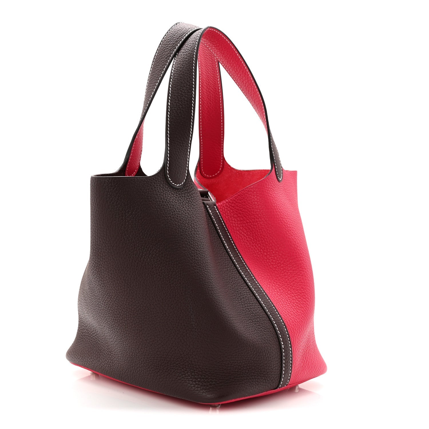 Taurillon Clemence Casaque Picotin Lock 18 PM Rouge Sellier Framboise