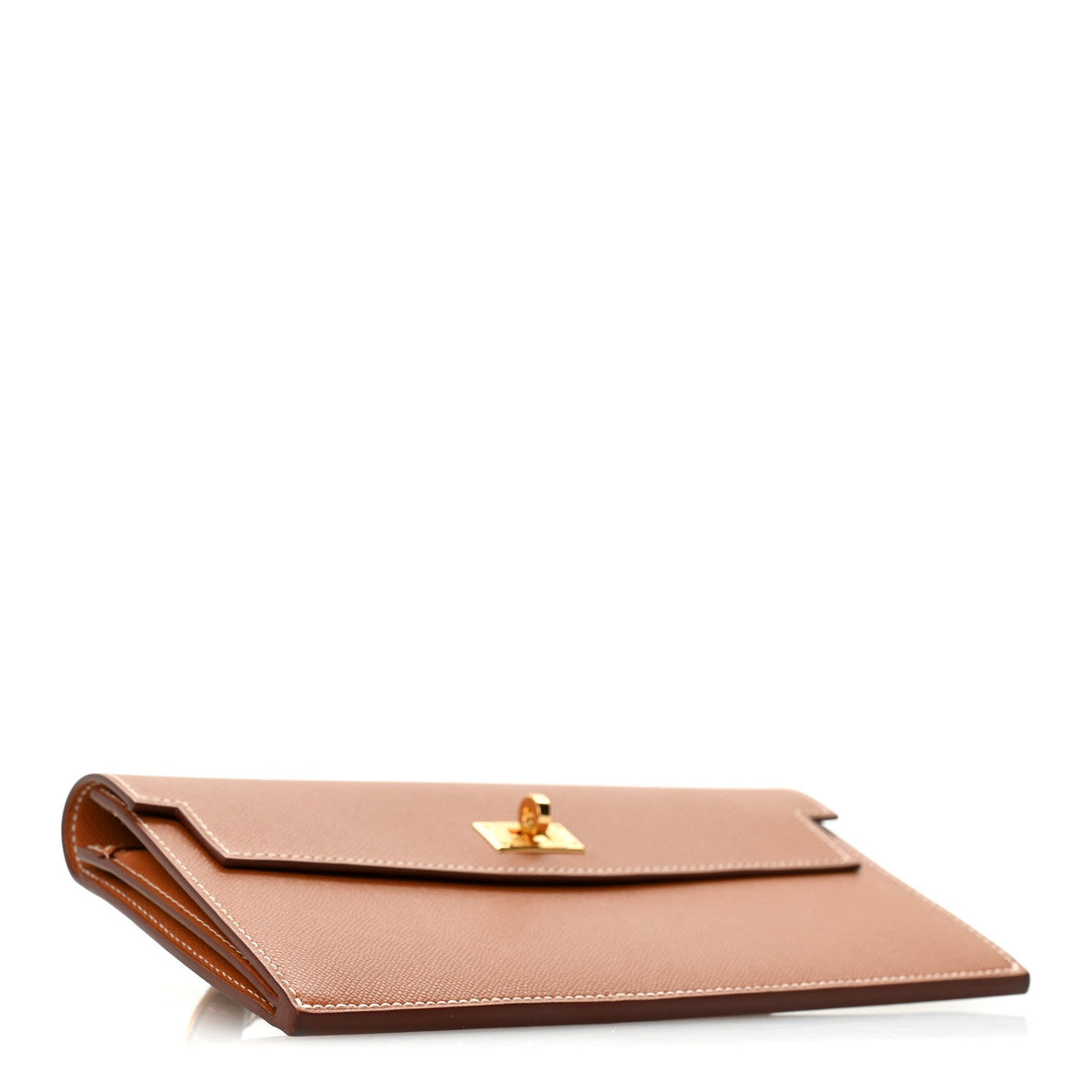 Madame Calfskin Kelly Pocket Long Wallet Gold
