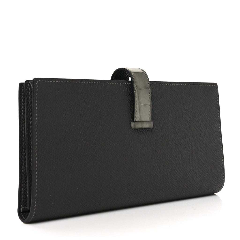 Epsom Matte Alligator Bearn Touch Gusset Wallet Graphite Gris Ciment