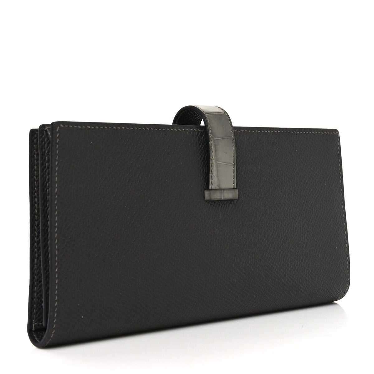 Epsom Matte Alligator Bearn Touch Gusset Wallet Graphite Gris Ciment