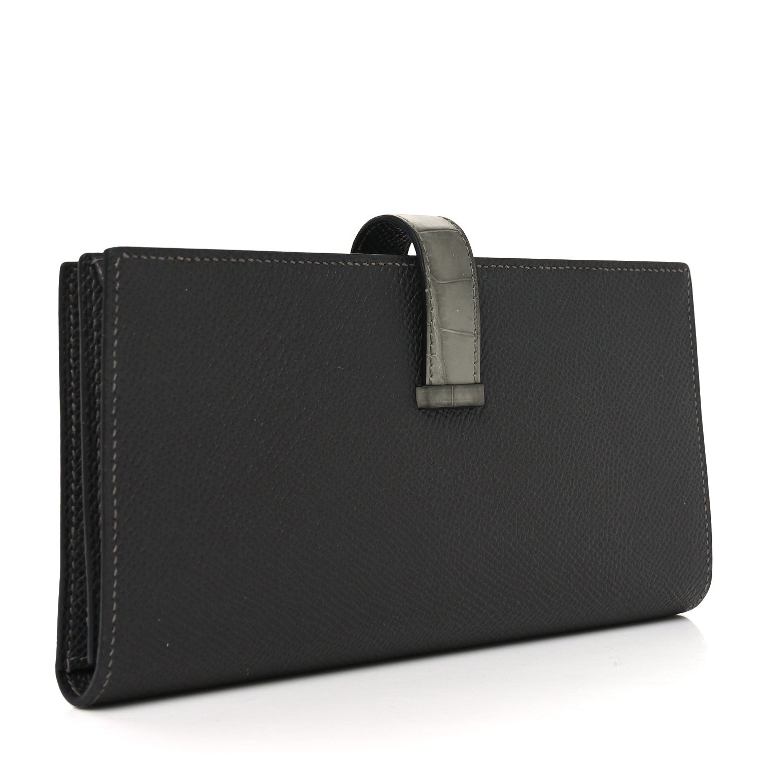 Epsom Matte Alligator Bearn Touch Gusset Wallet Graphite Gris Ciment