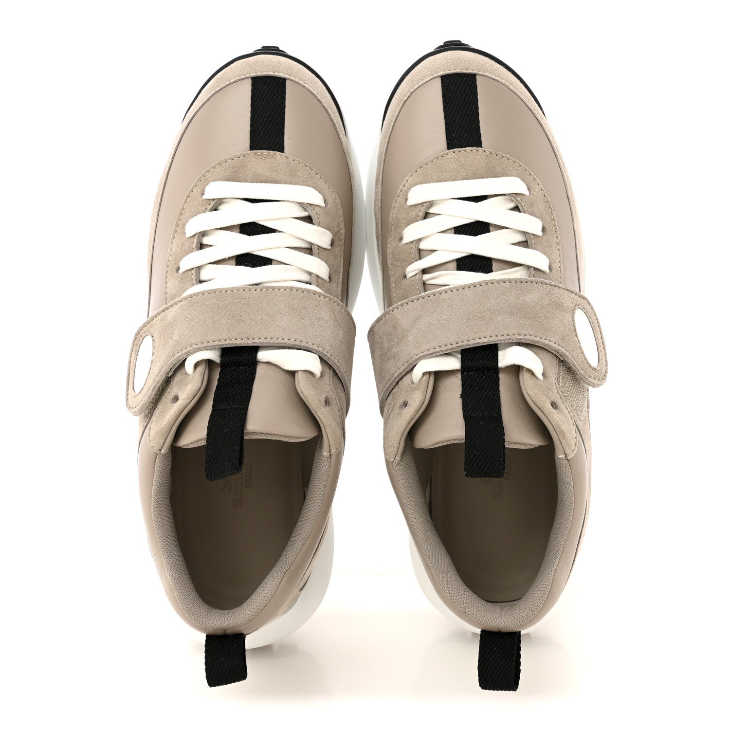 Calfskin Suede Goatskin Loop Sneakers 37 Beige Galet