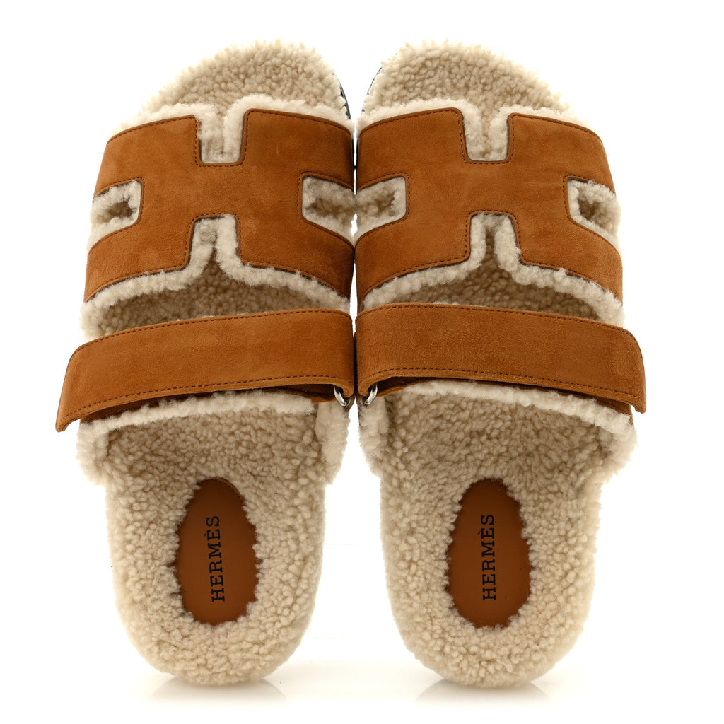 Suede Goatskin Woolskin Womens Chypre Sandals 40 Naturel Ecru