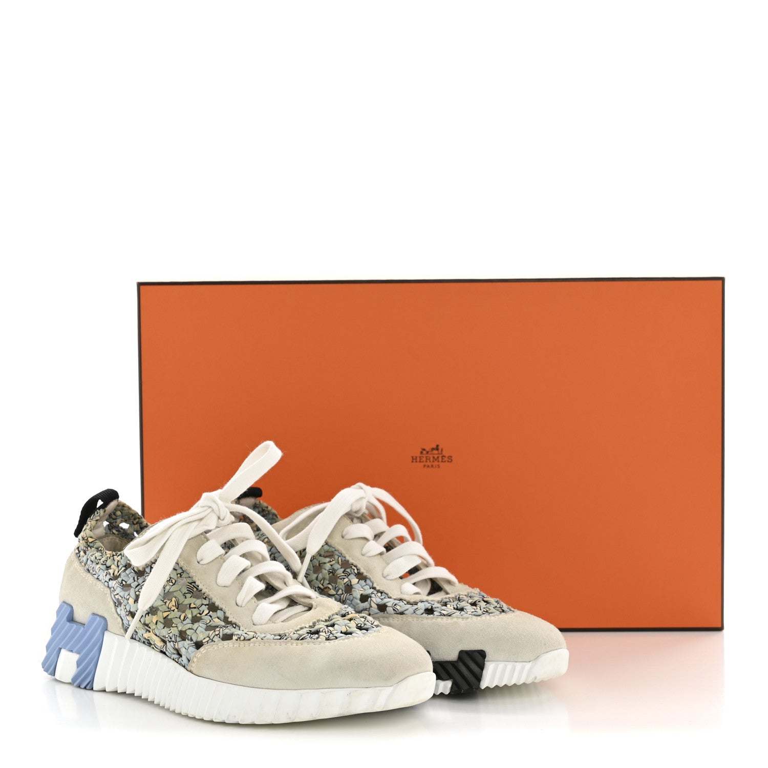 Braided Silk Suede Sneakers 35 Bleu Clair White