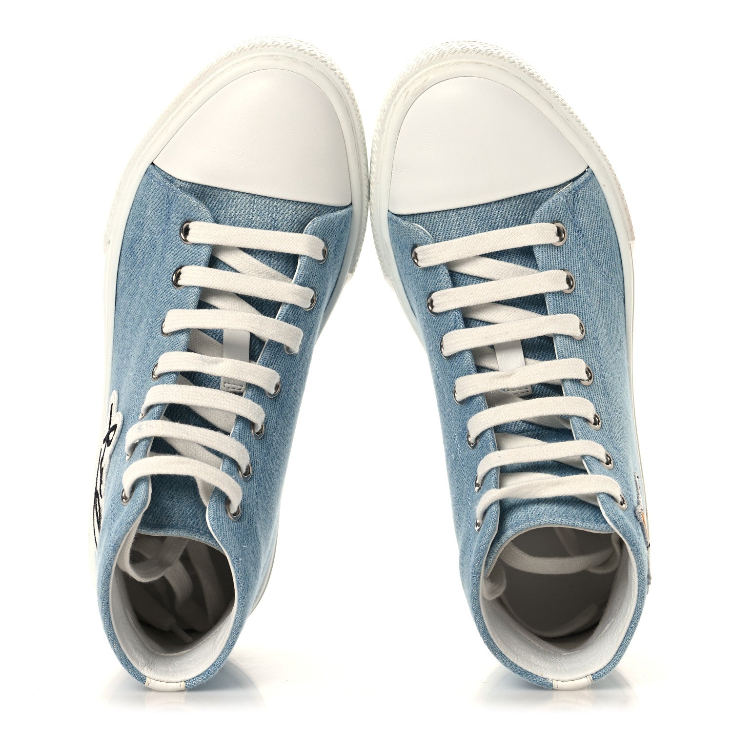Denim Illico High Top Sneakers 35 Bleu Clair White