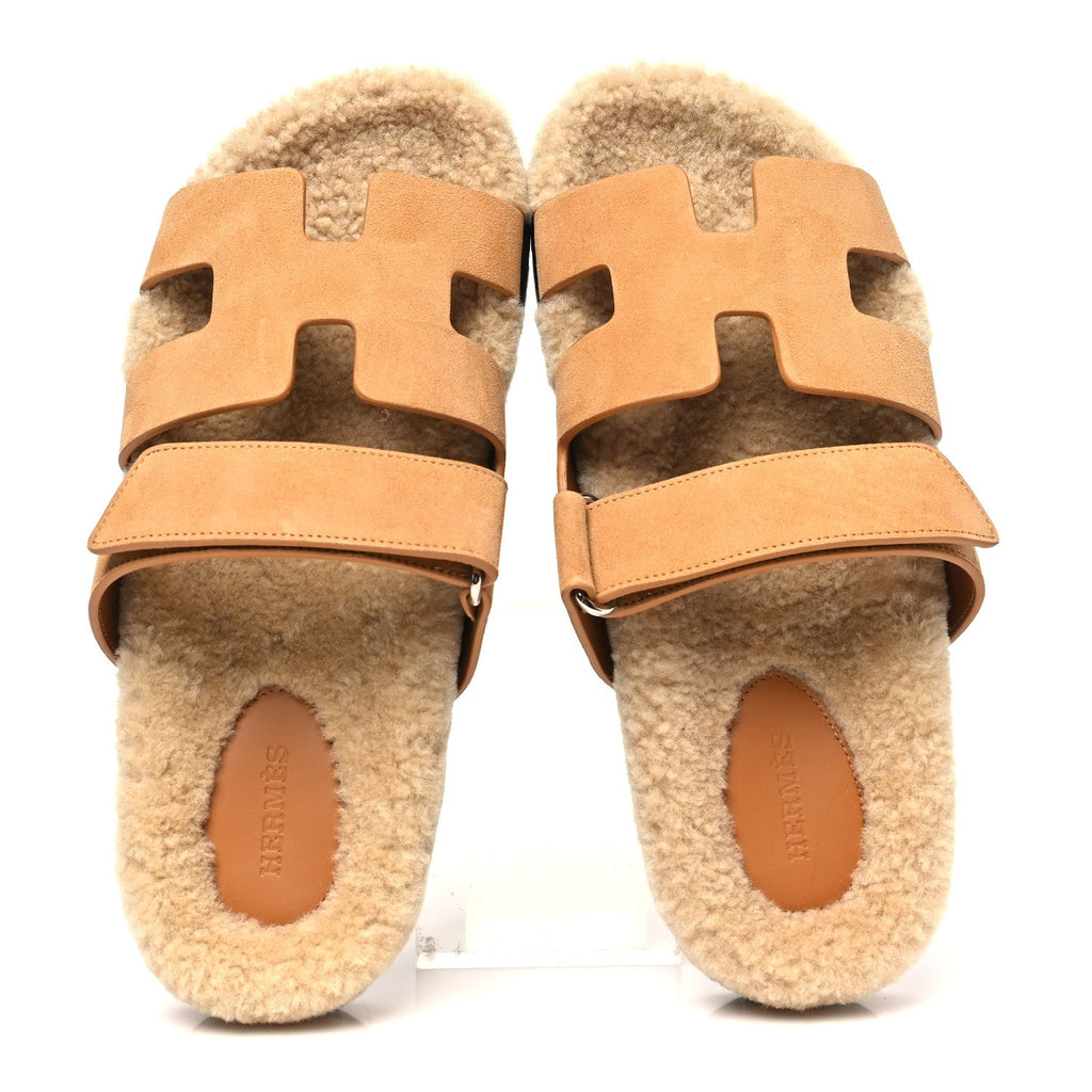 Suede Goatskin Woolskin Womens Chypre Sandals 39 Golden Beige