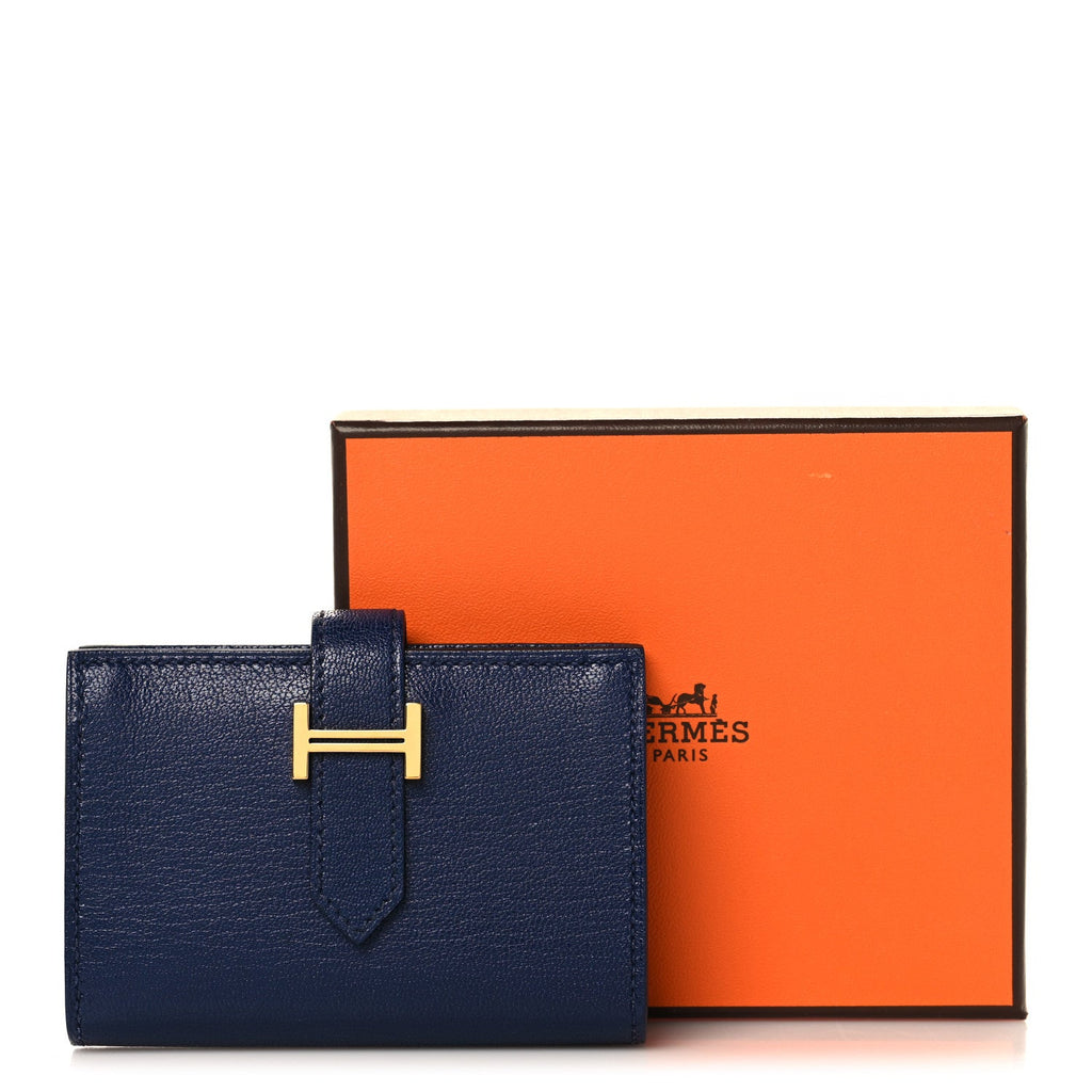 Chevre Mysore Mini Bearn Wallet Bleu Saphir