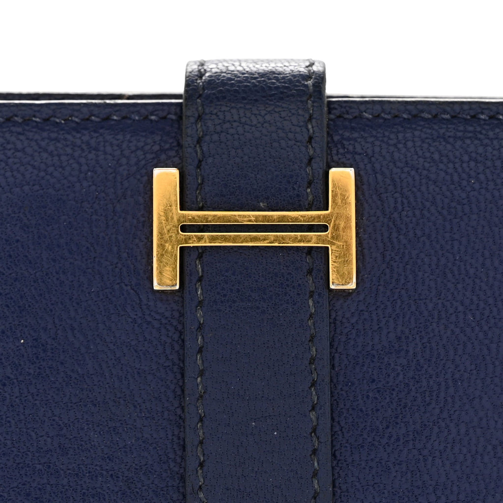 Chevre Mysore Bearn Compact Wallet Bleu Encre