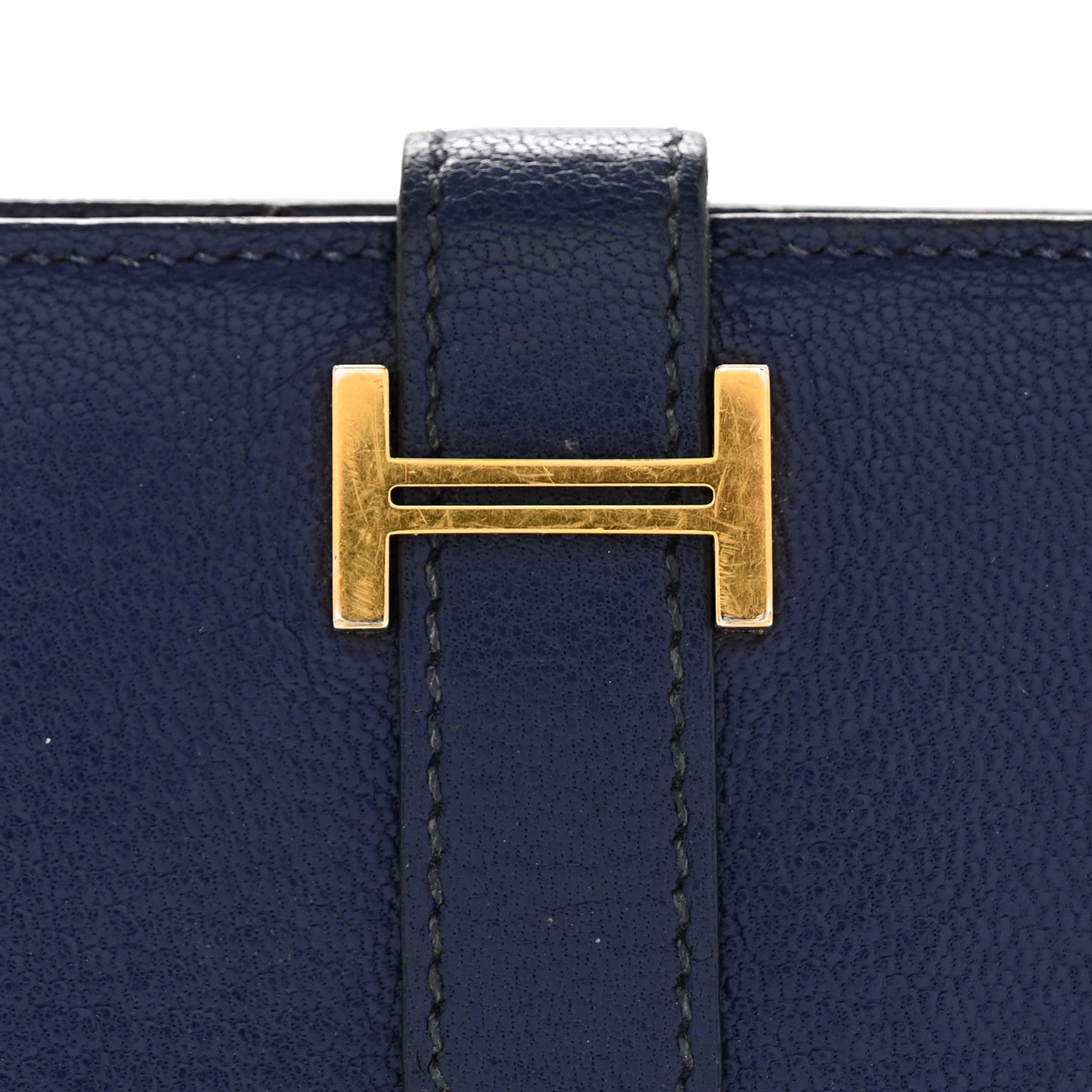 Chevre Mysore Bearn Compact Wallet Bleu Encre
