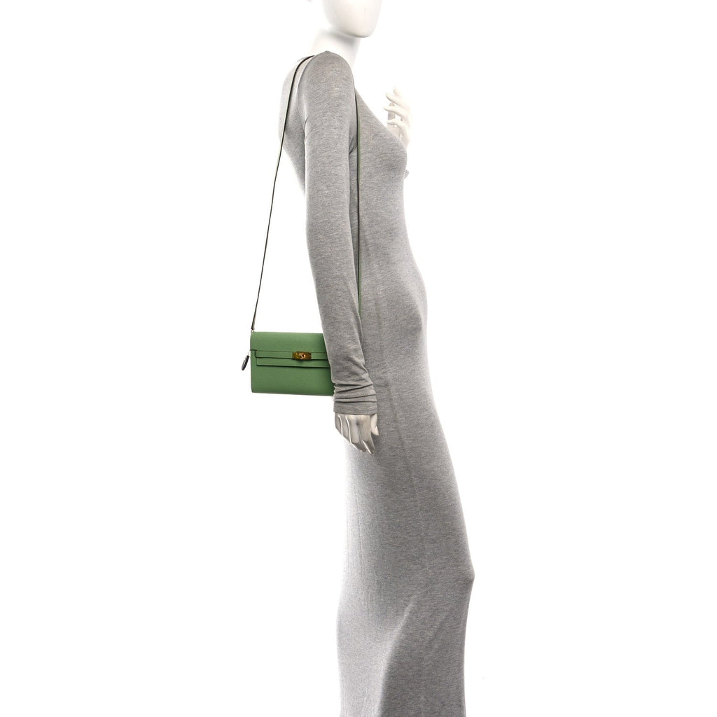 Epsom Verso Kelly Wallet To Go  Vert Criquet Bleu Brume