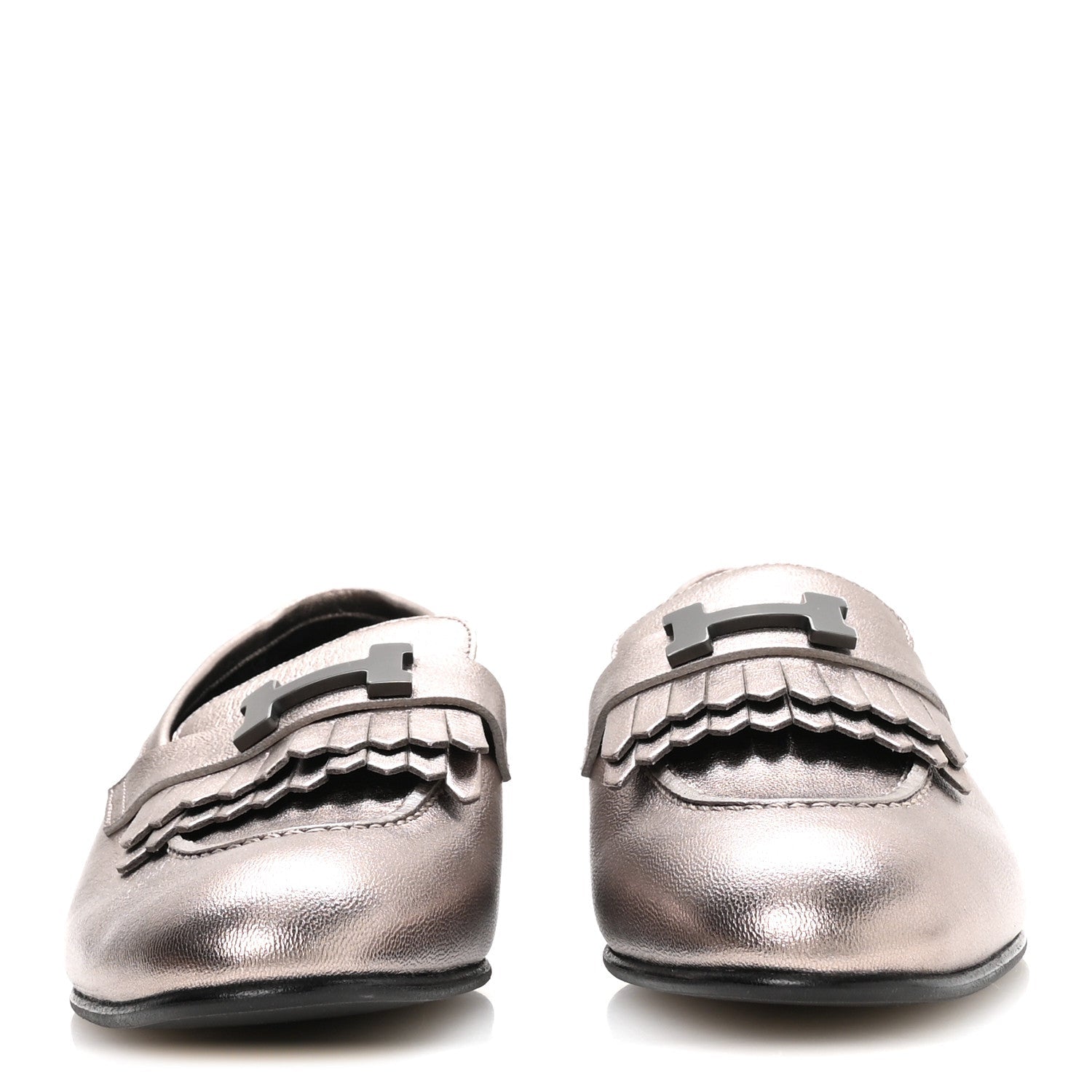 Metallic Goatskin Womens Royal Loafers 37.5 Champagne