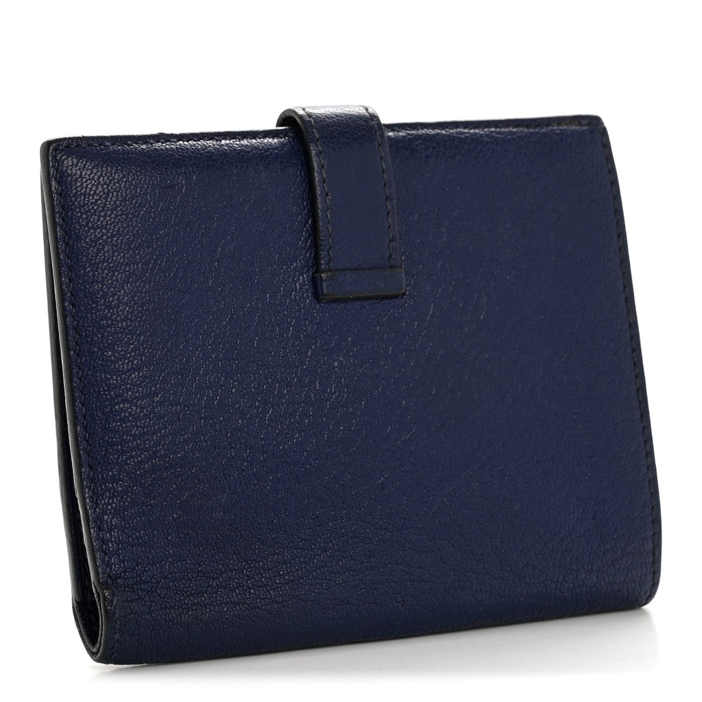 Chevre Mysore Bearn Compact Wallet Bleu Encre