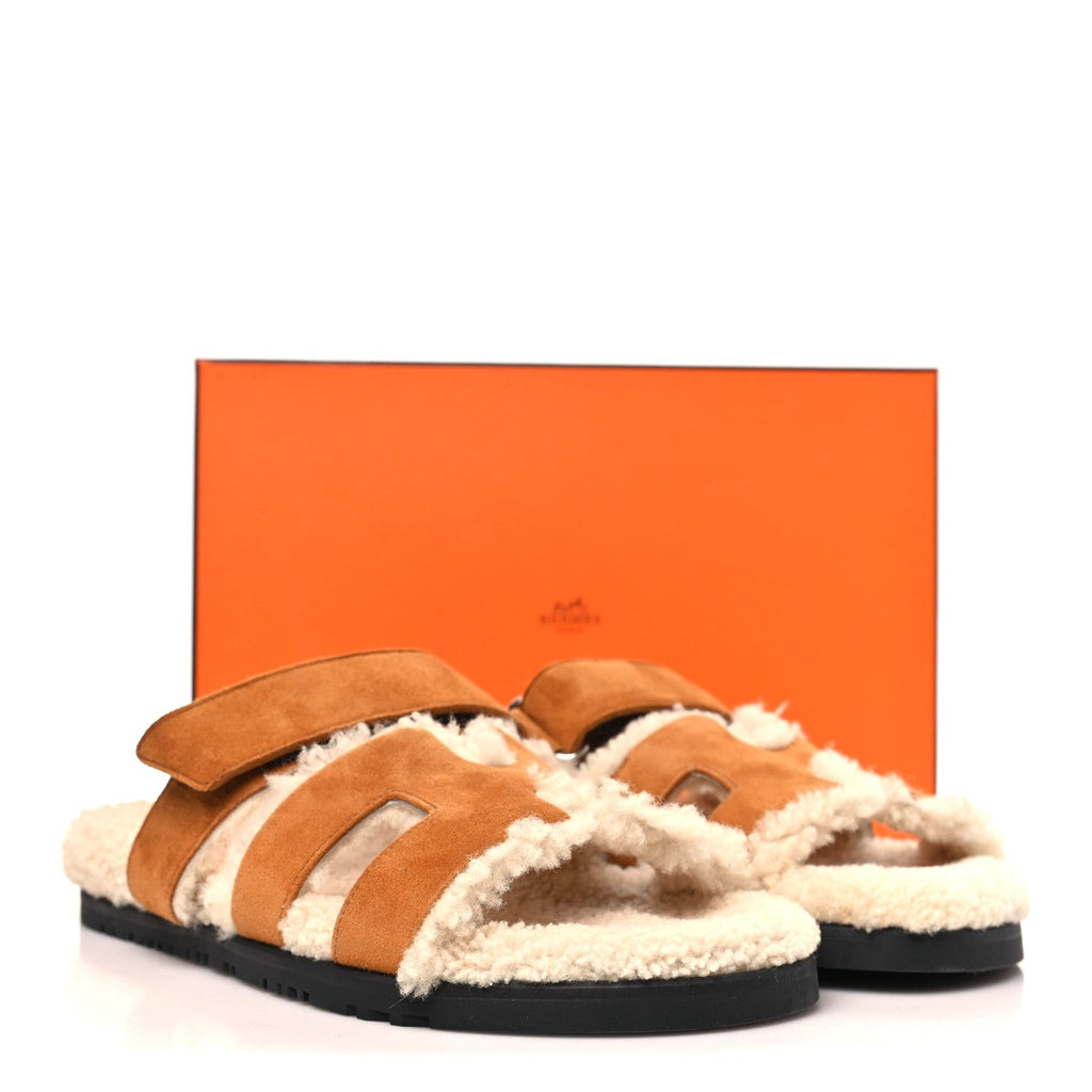 Suede Goatskin Woolskin Womens Chypre Sandals 39 Naturel Ecru