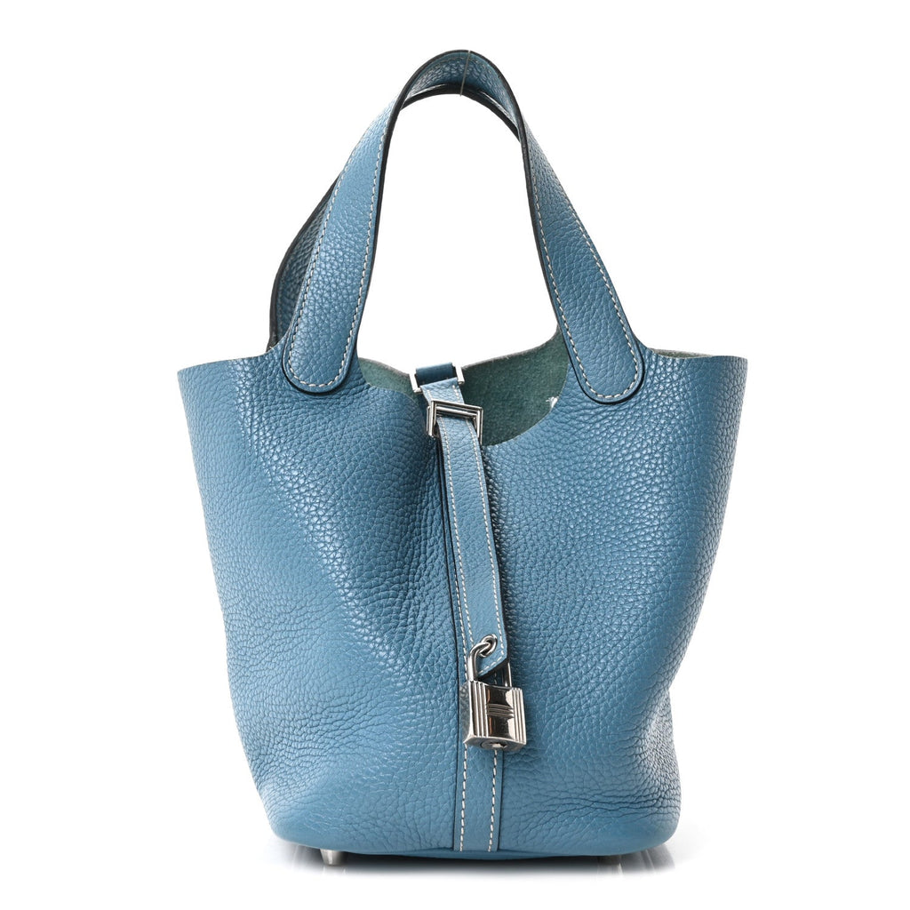 Taurillon Clemence Picotin Lock 18 PM Blue Jean