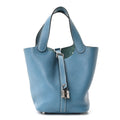 Taurillon Clemence Picotin Lock 18 PM Blue Jean