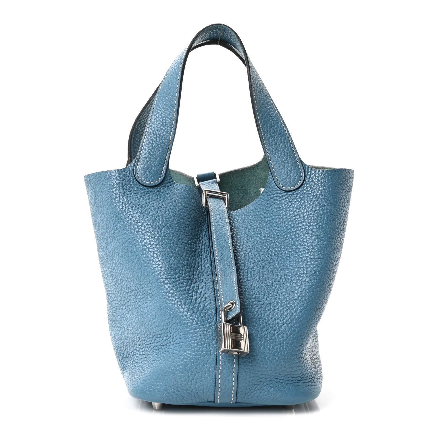 Taurillon Clemence Picotin Lock 18 PM Blue Jean