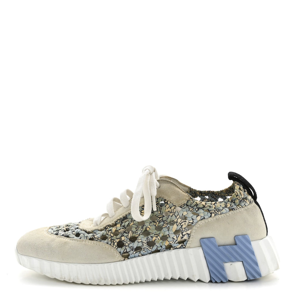 Braided Silk Suede Sneakers 35 Bleu Clair White