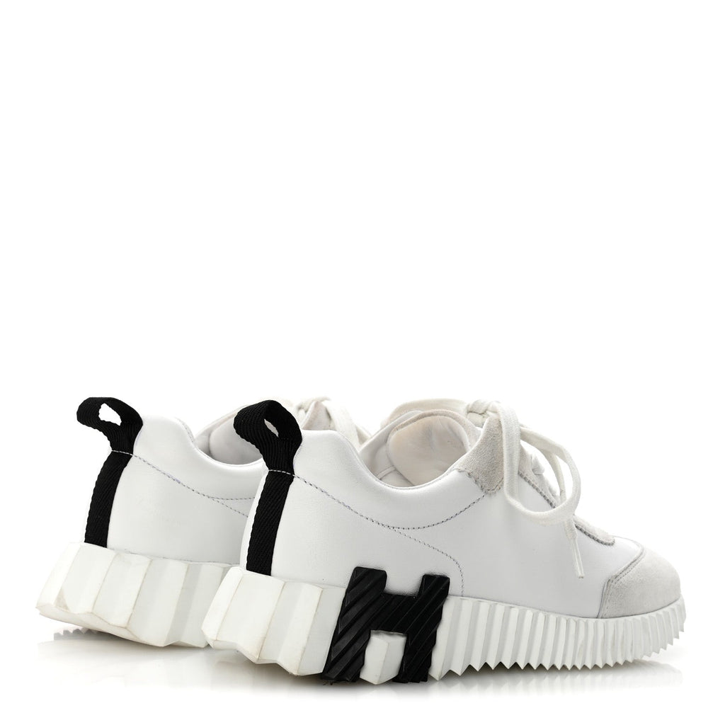 Calfskin Suede Goatskin Bouncing Sneakers 35.5 White Black