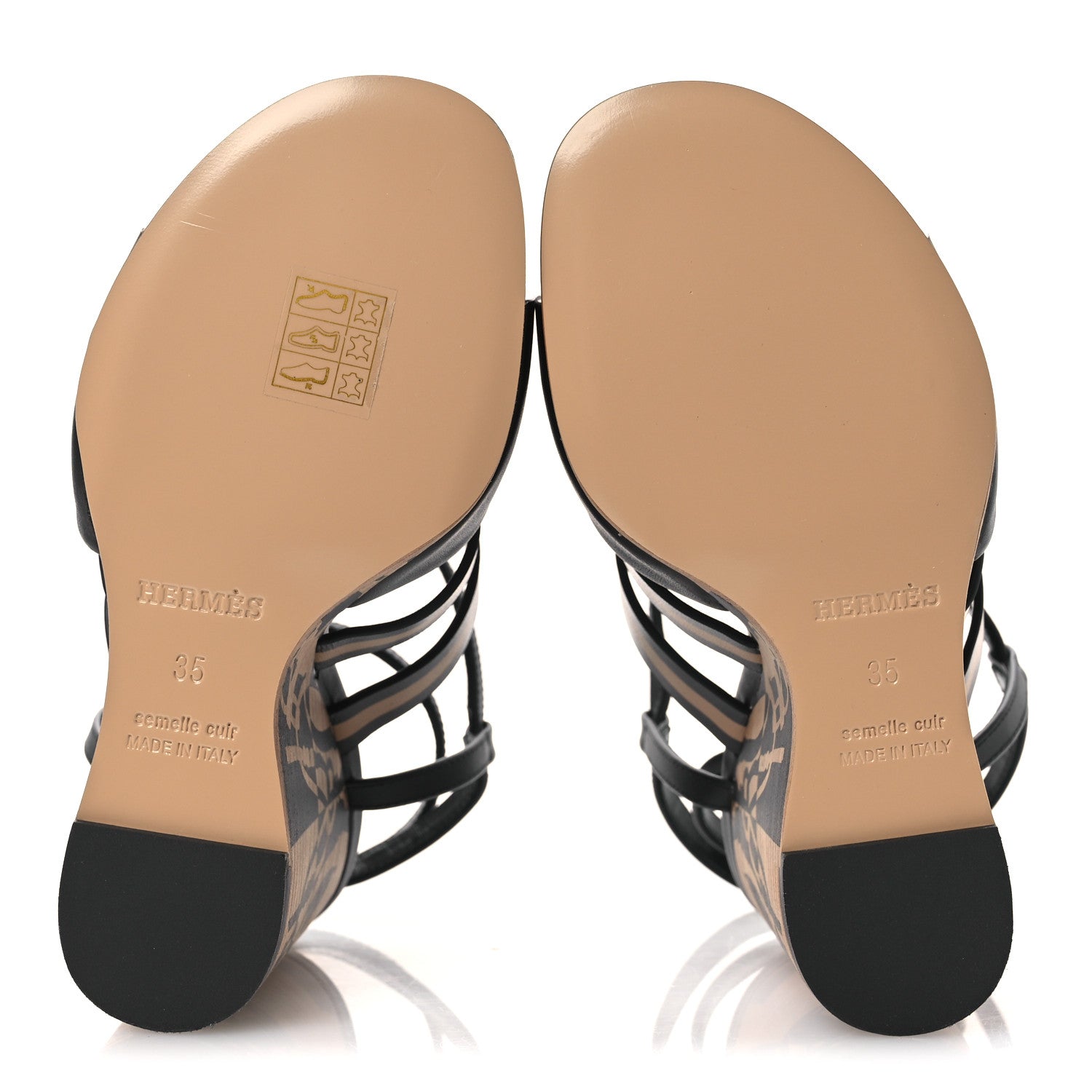 Calfskin Klara 100 Wedge Sandals 35 Black Natural