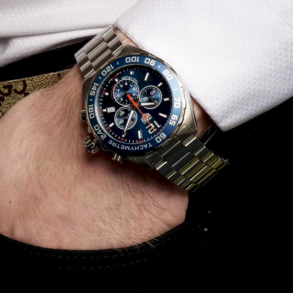 Tag Heuer Formula 1 Chronograph Blue Dial Silver Steel Strap Watch for Men - CAZ1014.BA0842