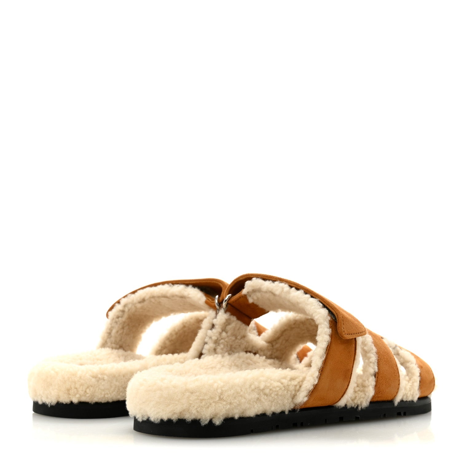 Suede Goatskin Woolskin Womens Chypre Sandals 40 Naturel Ecru