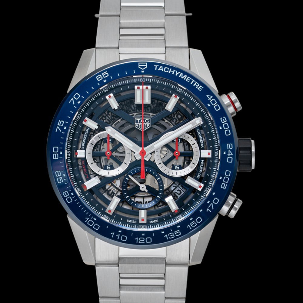 Tag Heuer Carrera Chronograph Blue Dial Silver Steel Strap Watch for Men - CBG2A11.BA0654