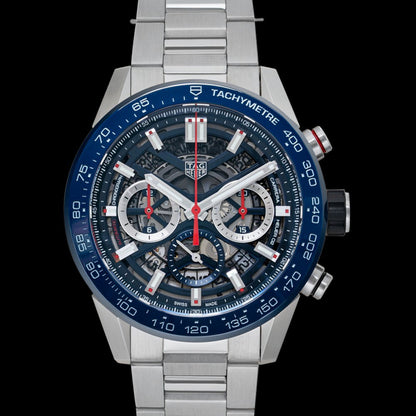Tag Heuer Carrera Chronograph Blue Dial Silver Steel Strap Watch for Men - CBG2A11.BA0654