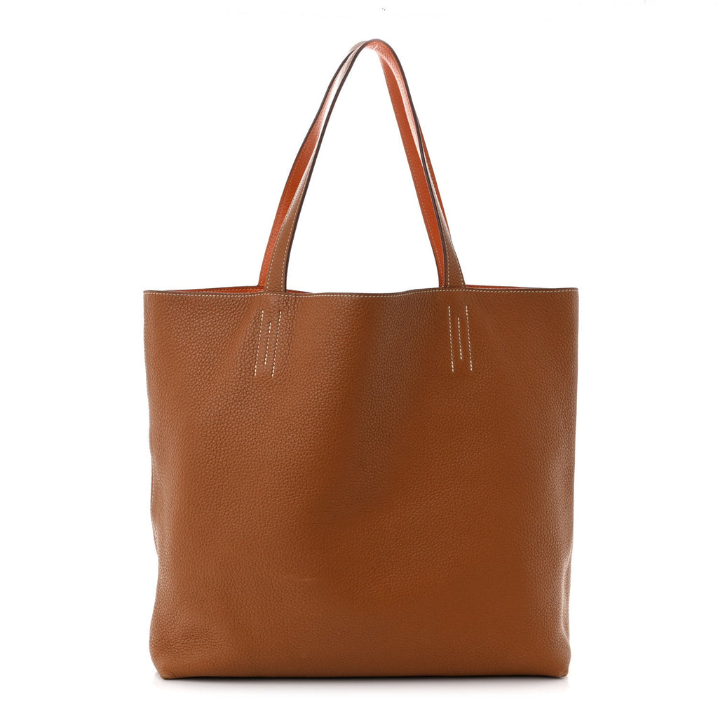 Taurillon Clemence Double Sens 45 Reversible Tote Orange Gold