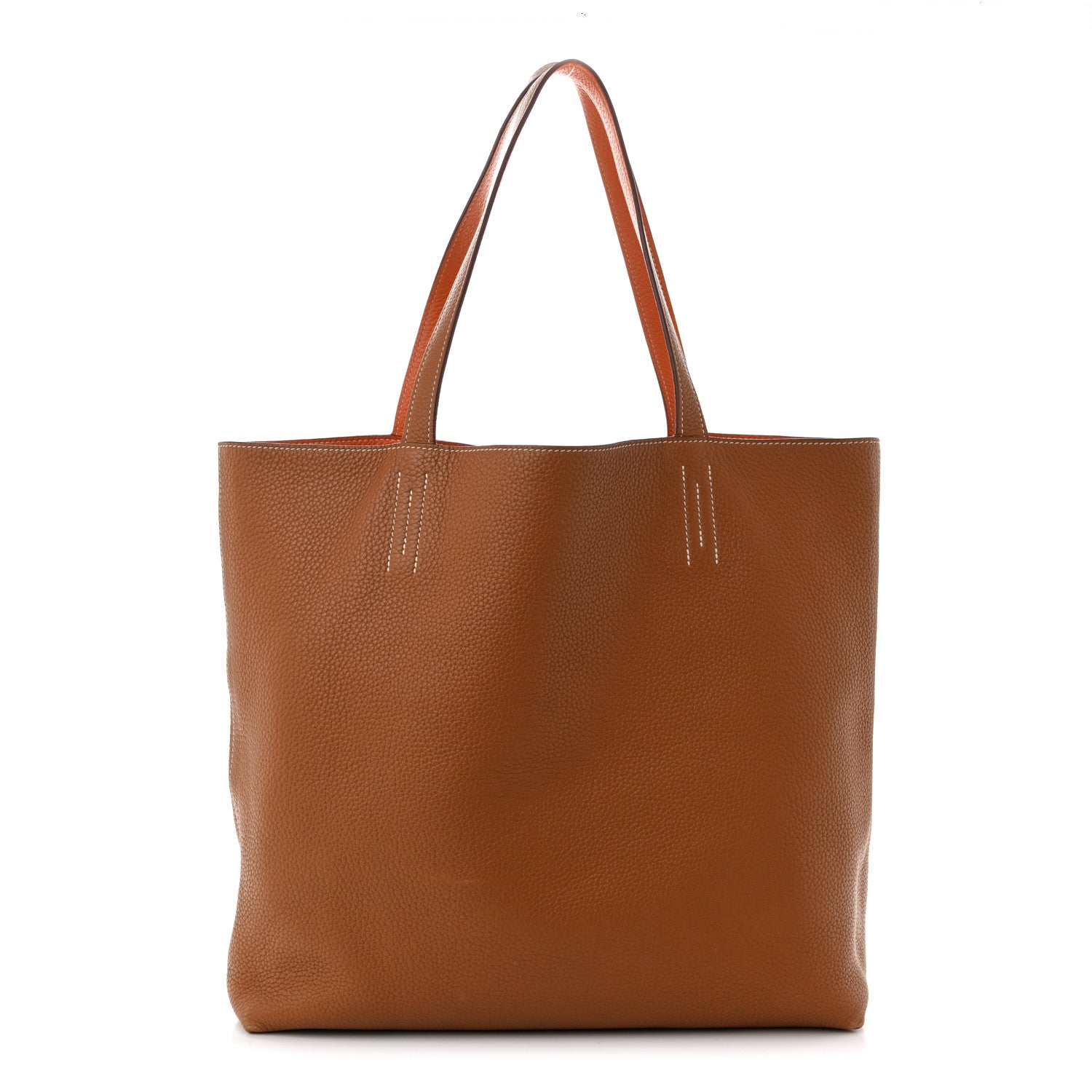 Taurillon Clemence Double Sens 45 Reversible Tote Orange Gold