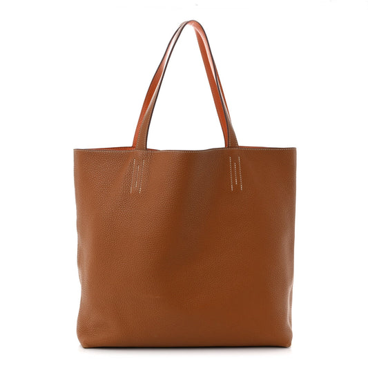 Taurillon Clemence Double Sens 45 Reversible Tote Orange Gold