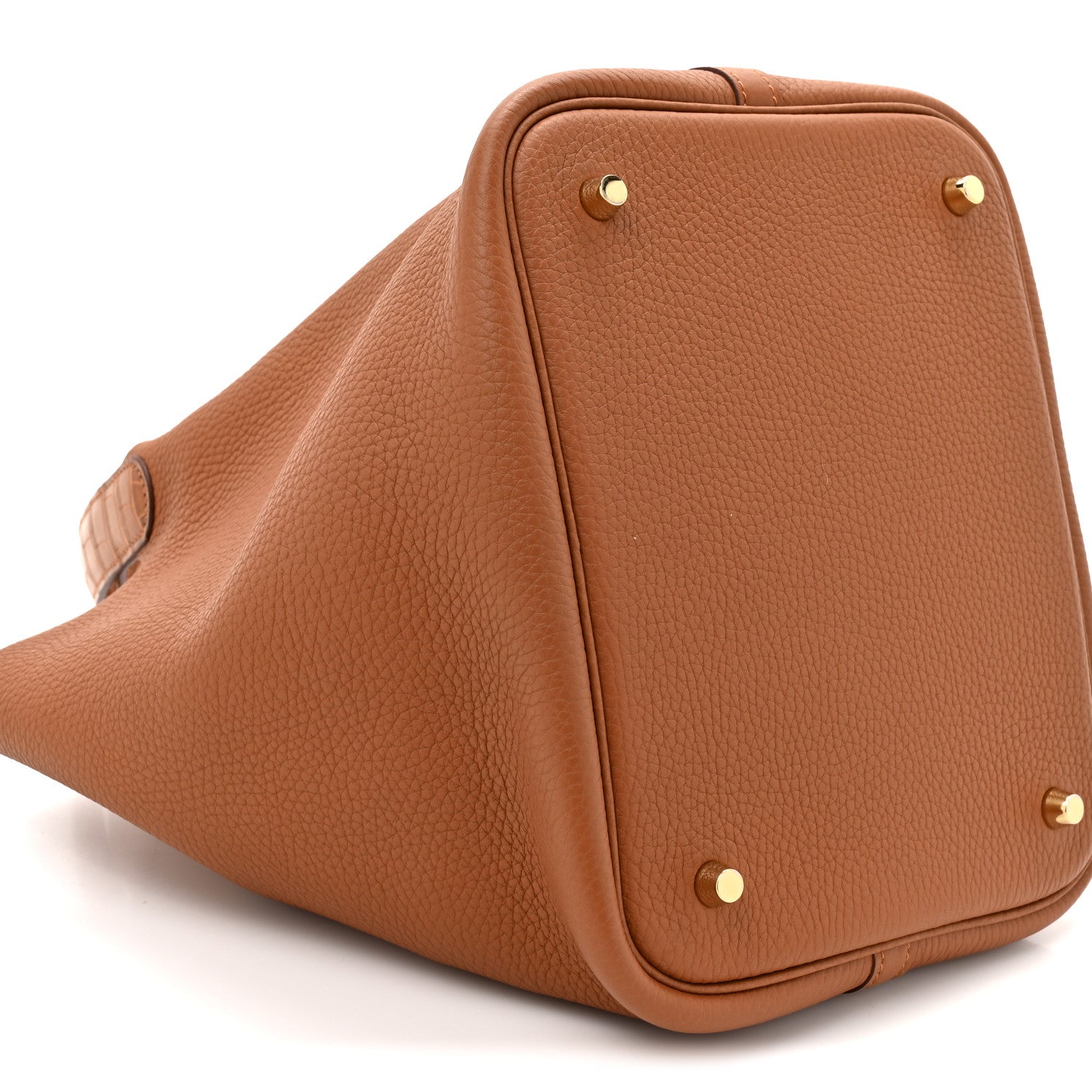Taurillon Clemence Matte Alligator Picotin Lock Touch 22 MM Gold