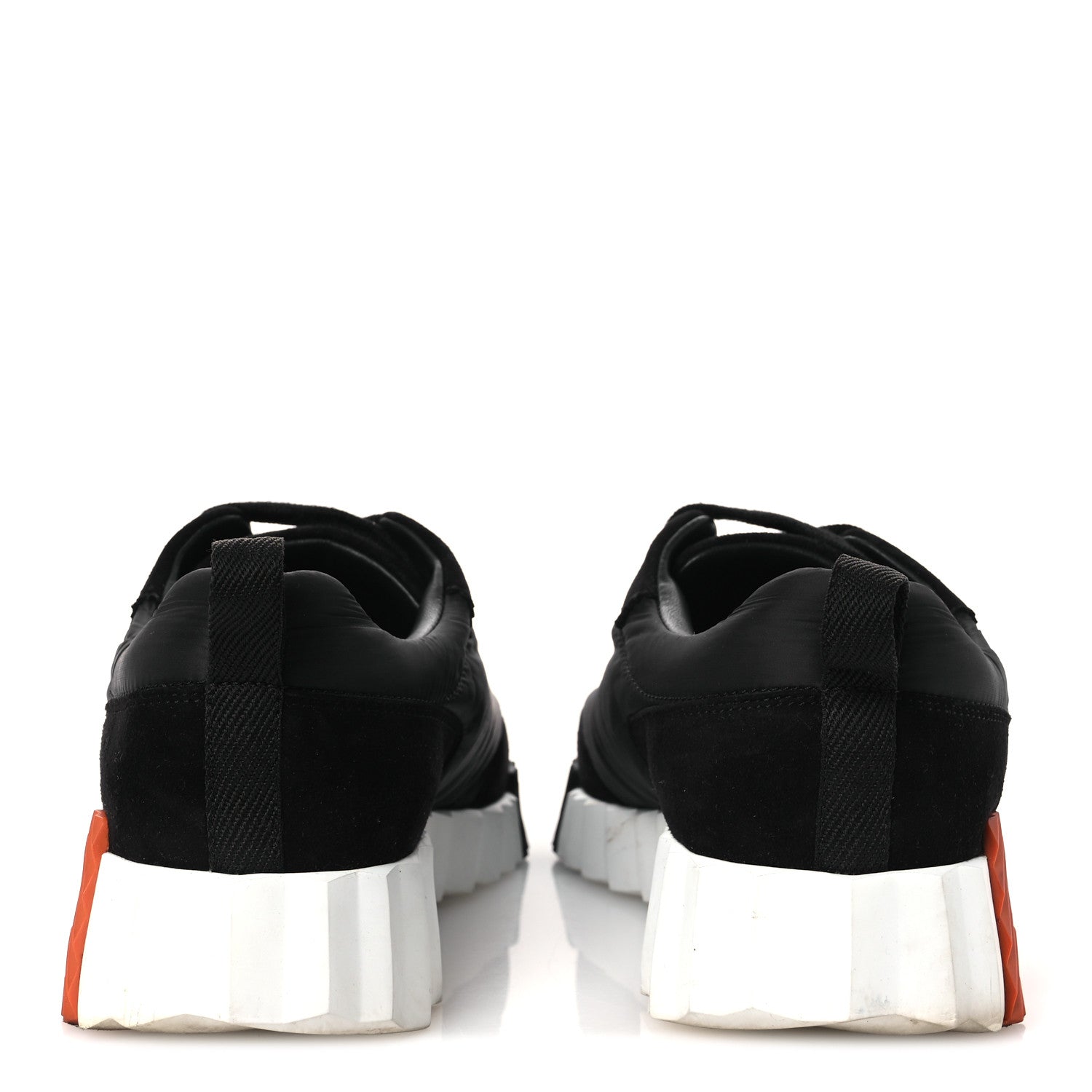 Air Mesh Suede Goatskin Bouncing Sneakers 37.5 Black Orange