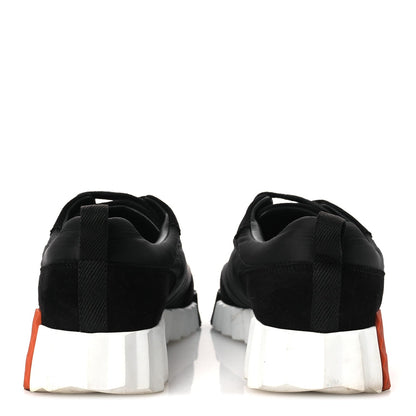 Air Mesh Suede Goatskin Bouncing Sneakers Black Orange